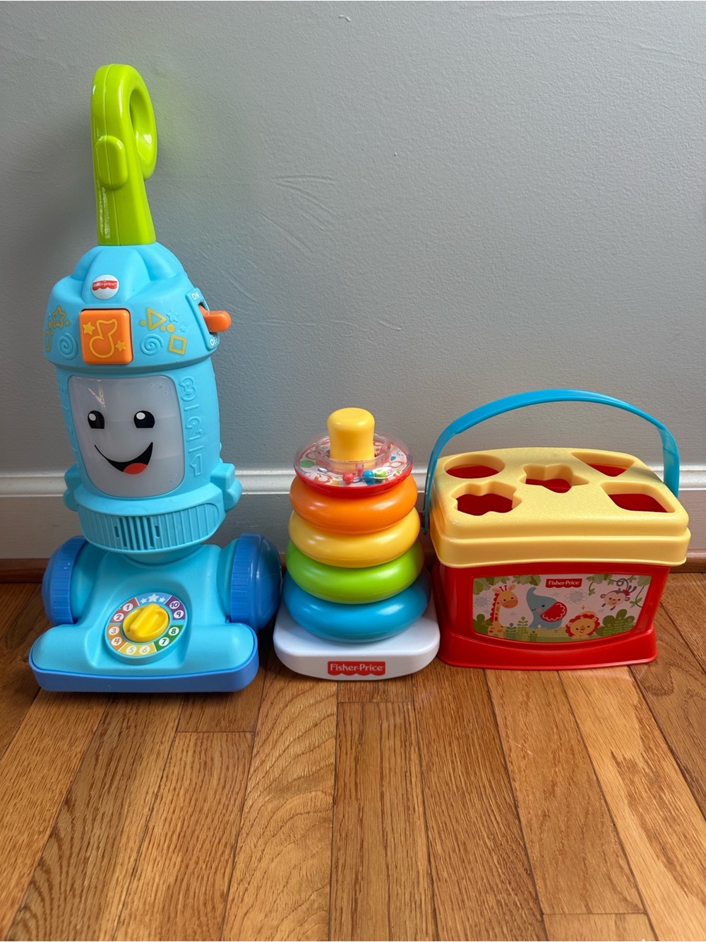 Fisher-Price Blue Play Vacuum, Stacking Rings & Shape Sorter Set